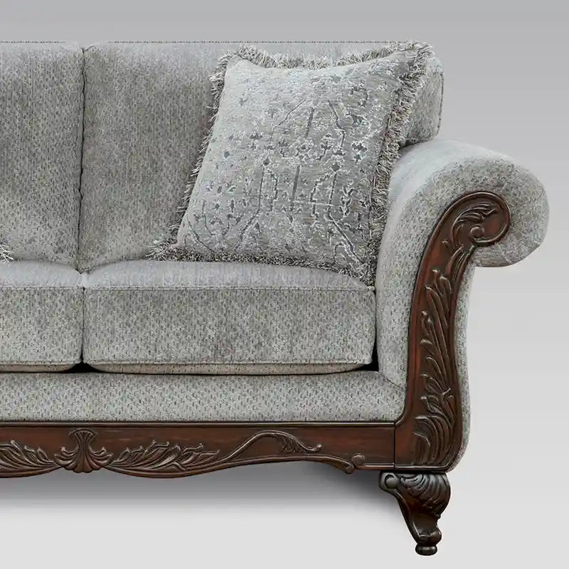 Causeuse de salon en bois d'inspiration milieu de siècle avec coussin d'assise