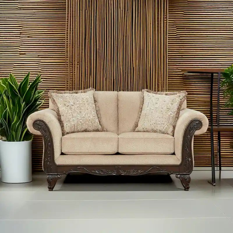 Causeuse de salon en bois d'inspiration milieu de siècle avec coussin d'assise