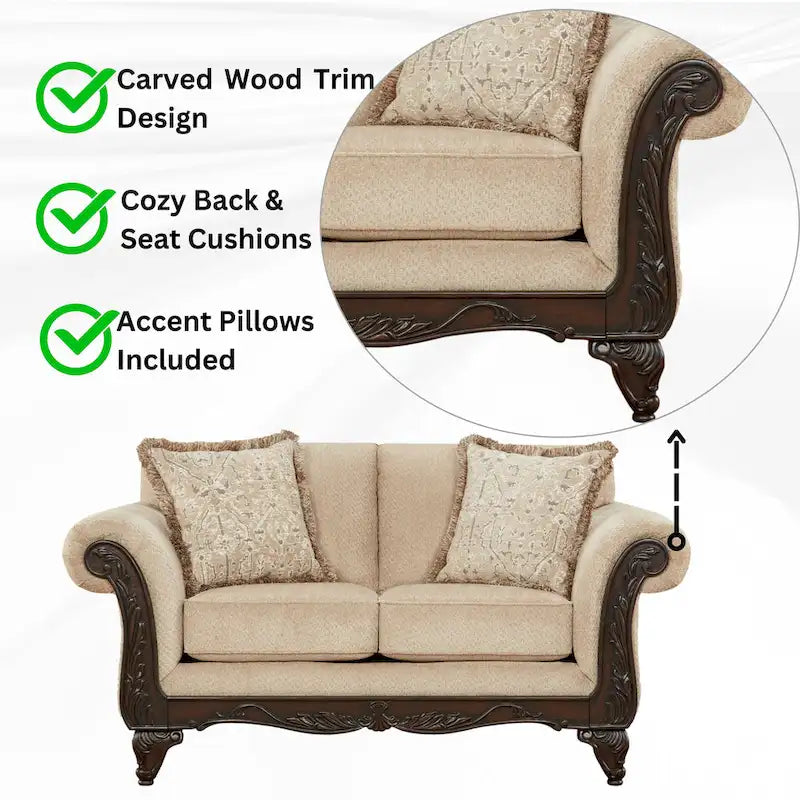 Causeuse de salon en bois d'inspiration milieu de siècle avec coussin d'assise