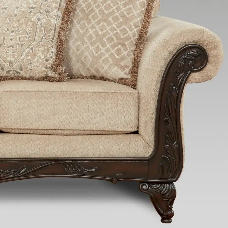 Causeuse de salon en bois d'inspiration milieu de siècle avec coussin d'assise