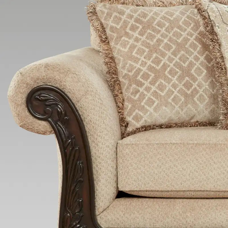 Causeuse de salon en bois d'inspiration milieu de siècle avec coussin d'assise