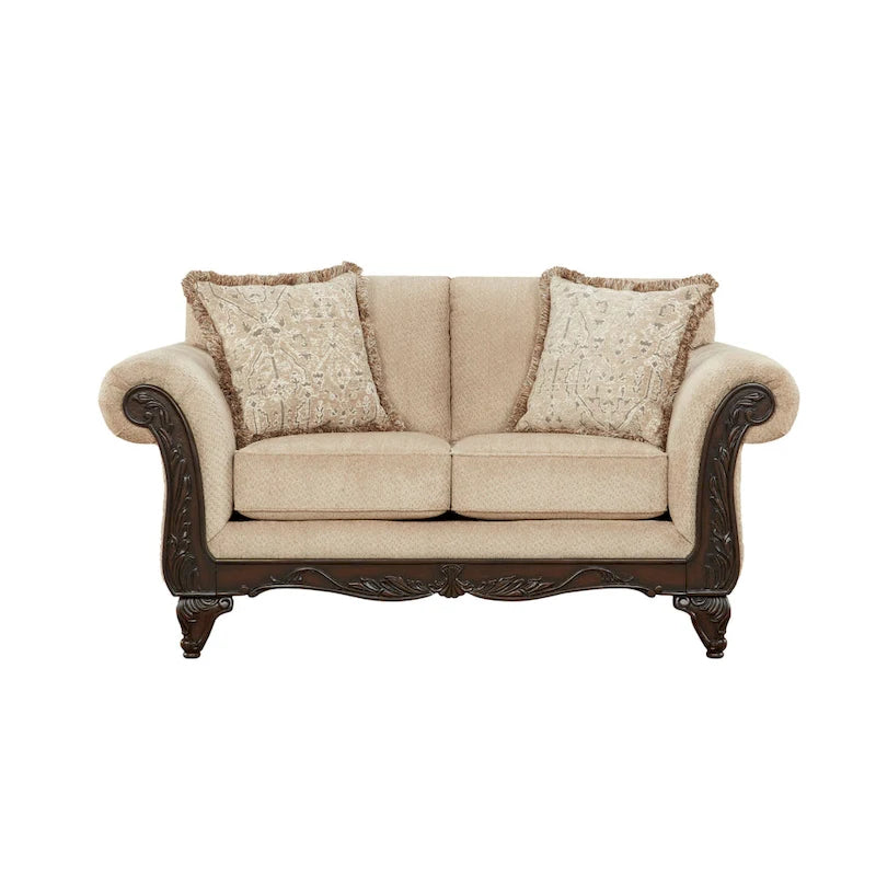 Causeuse de salon en bois d'inspiration milieu de siècle avec coussin d'assise