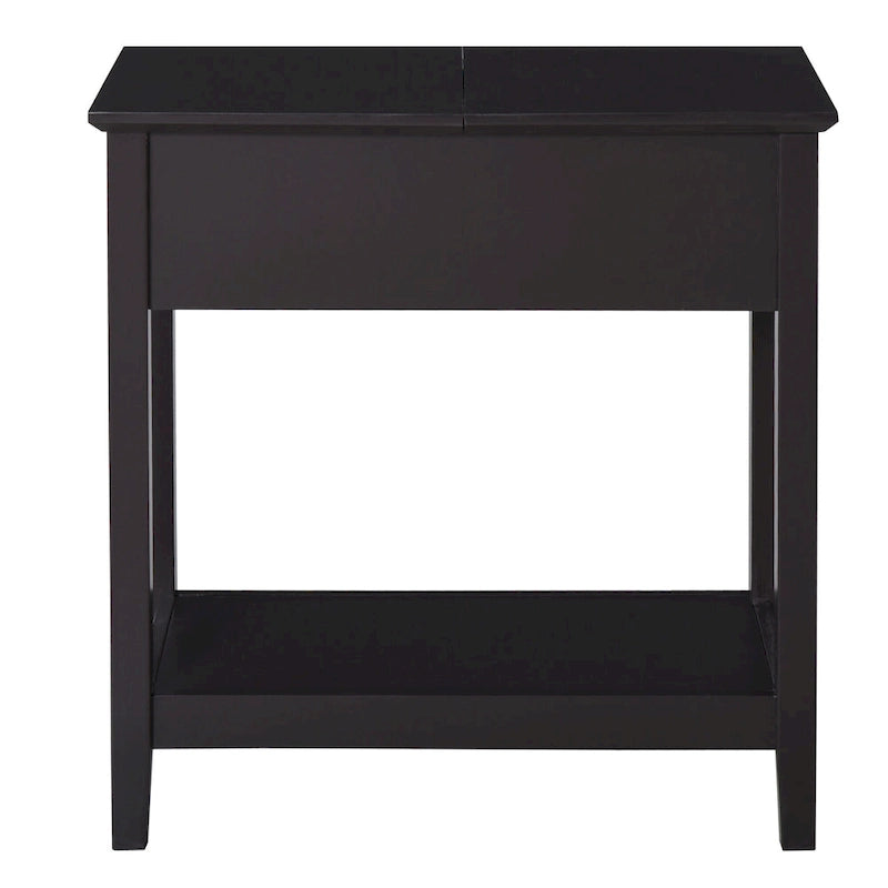 Table avec plateau rabattable, meuble de rangement décoratif pour chambre avec armoire et étagère inférieure