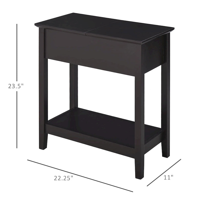 Table avec plateau rabattable, meuble de rangement décoratif pour chambre avec armoire et étagère inférieure