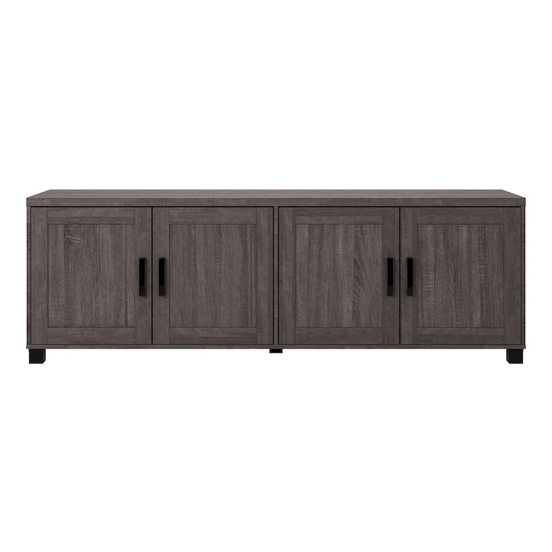 Meuble TV de 71 pouces de large avec portes de rangement, pour téléviseurs jusqu'à 85 pouces