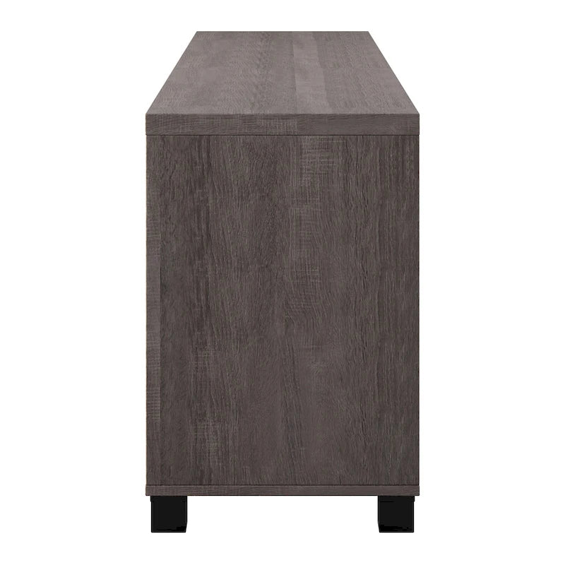 Meuble TV de 71 pouces de large avec portes de rangement, pour téléviseurs jusqu'à 85 pouces