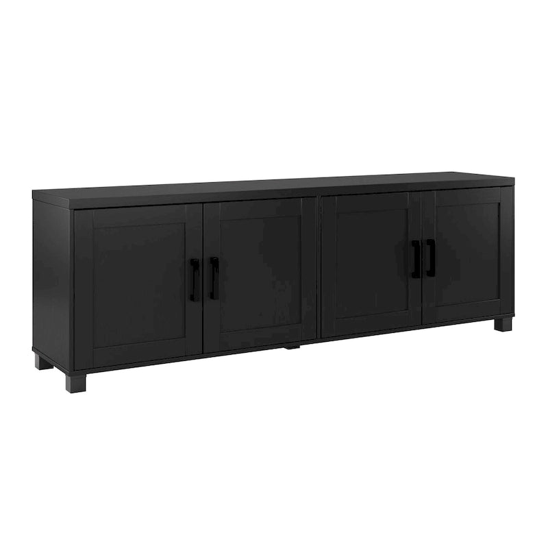 Meuble TV de 71 pouces de large avec portes de rangement, pour téléviseurs jusqu'à 85 pouces