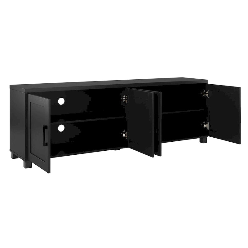 Meuble TV de 71 pouces de large avec portes de rangement, pour téléviseurs jusqu'à 85 pouces