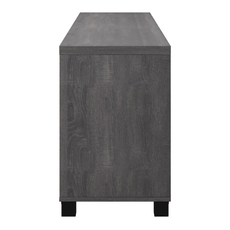Meuble TV de 71 pouces de large avec portes de rangement, pour téléviseurs jusqu'à 85 pouces