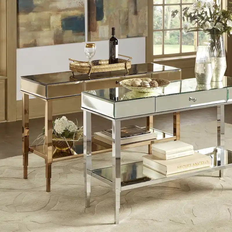Console de meuble TV miroir avec tiroir