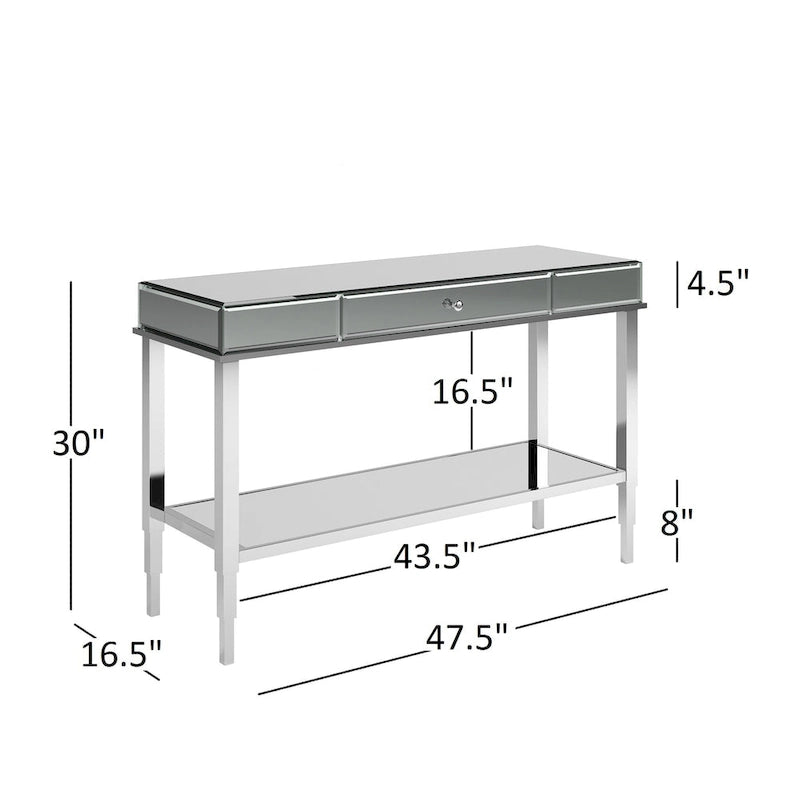 Console de meuble TV miroir avec tiroir