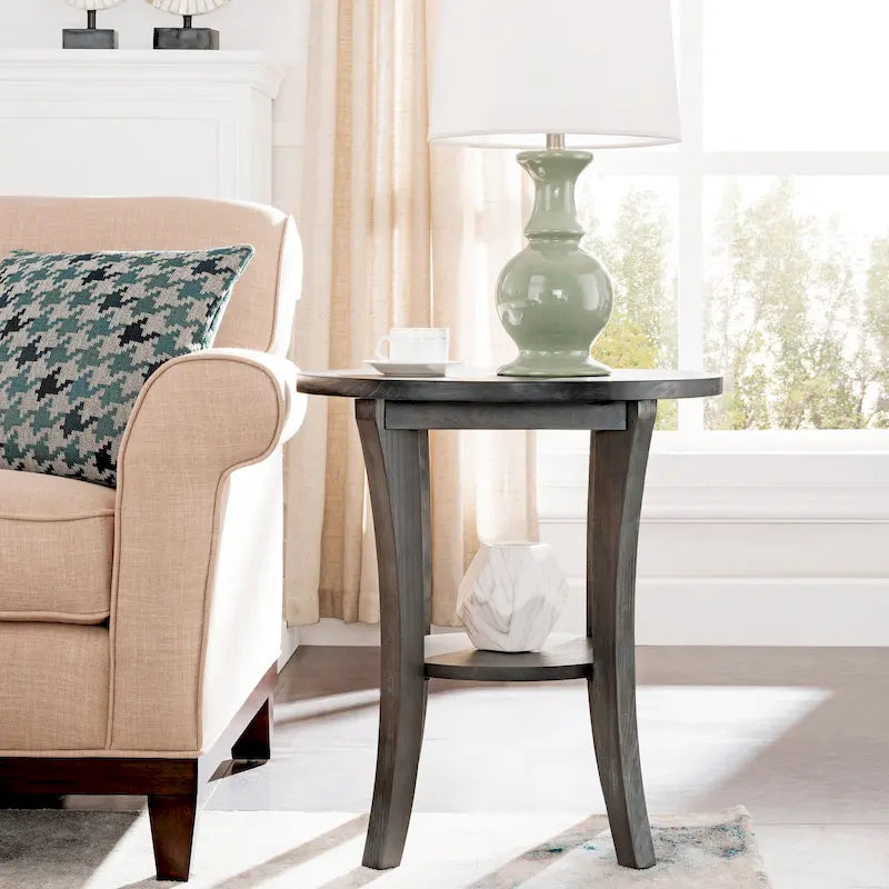 Table d'appoint ronde avec étagère