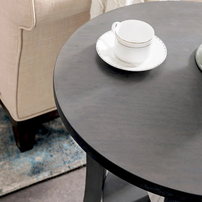 Table d'appoint ronde avec étagère