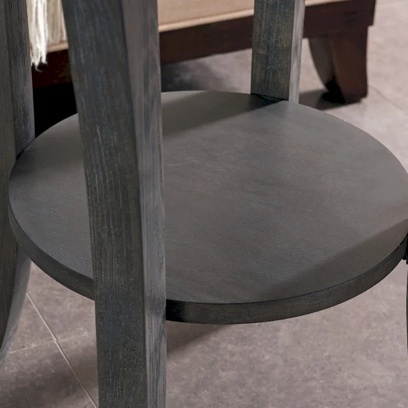 Table d'appoint ronde avec étagère