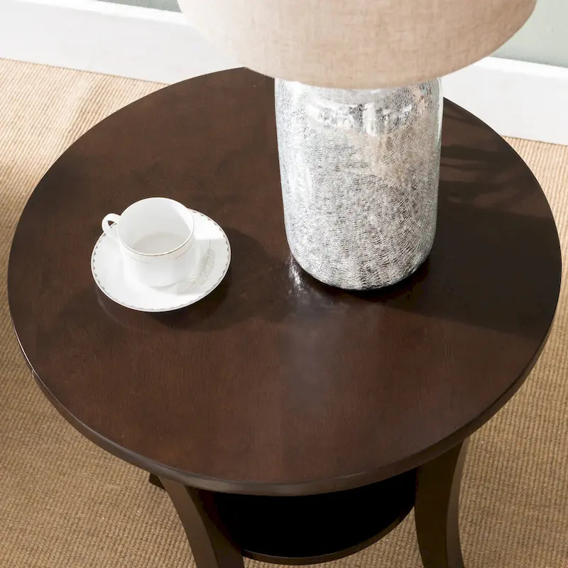 Table d'appoint ronde avec étagère