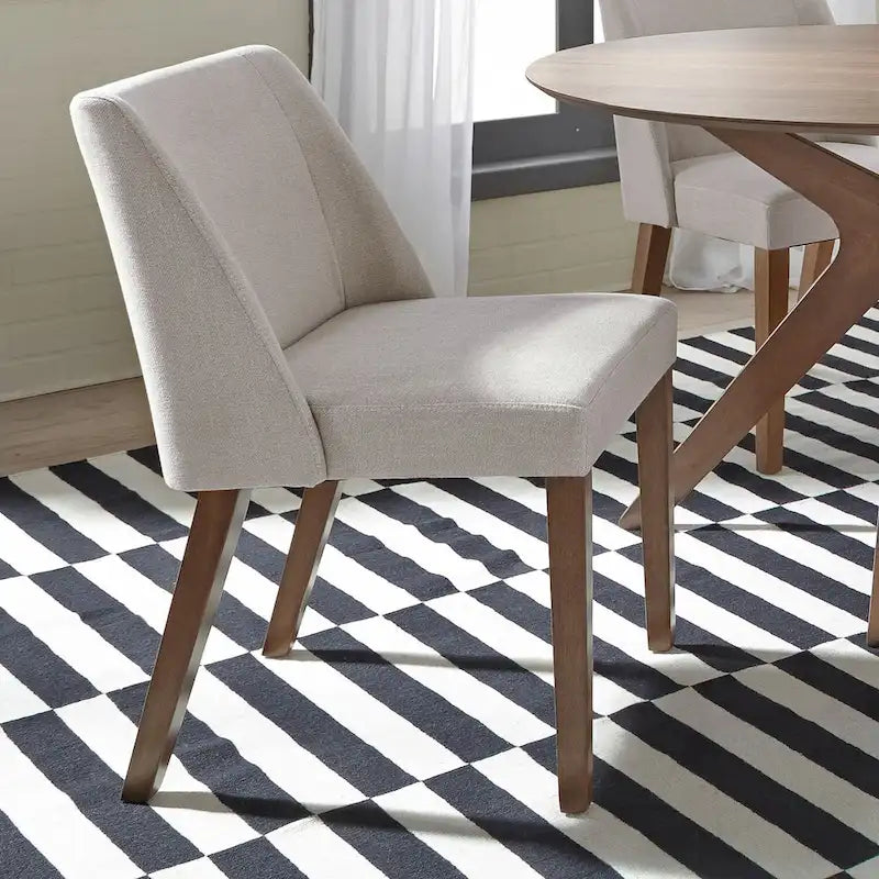 Lot de 2 chaises de salle à manger, noyer et revêtement en lin - Plusieurs coloris