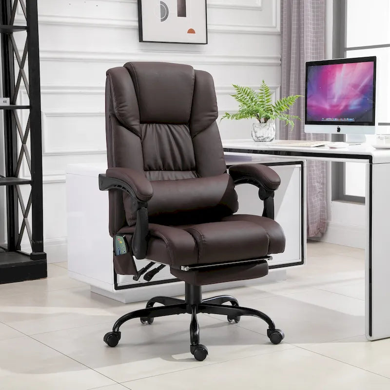 Fauteuil de bureau inclinable, support lombaire mobile réglable en hauteur avec massage vibrant à 6 points