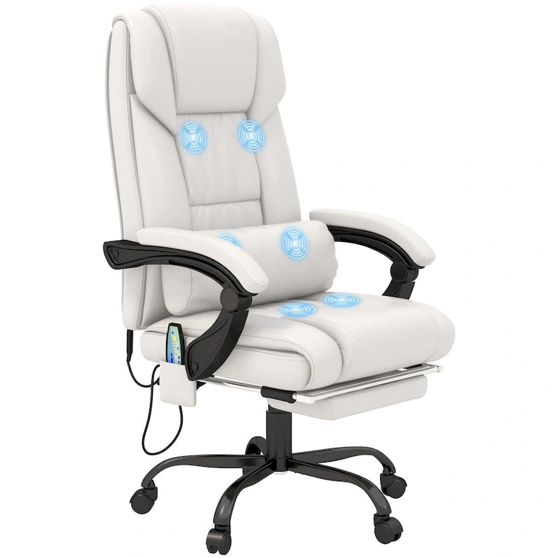 Fauteuil de bureau inclinable, support lombaire mobile réglable en hauteur avec massage vibrant à 6 points