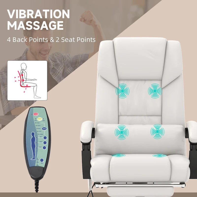 Fauteuil de bureau inclinable, support lombaire mobile réglable en hauteur avec massage vibrant à 6 points
