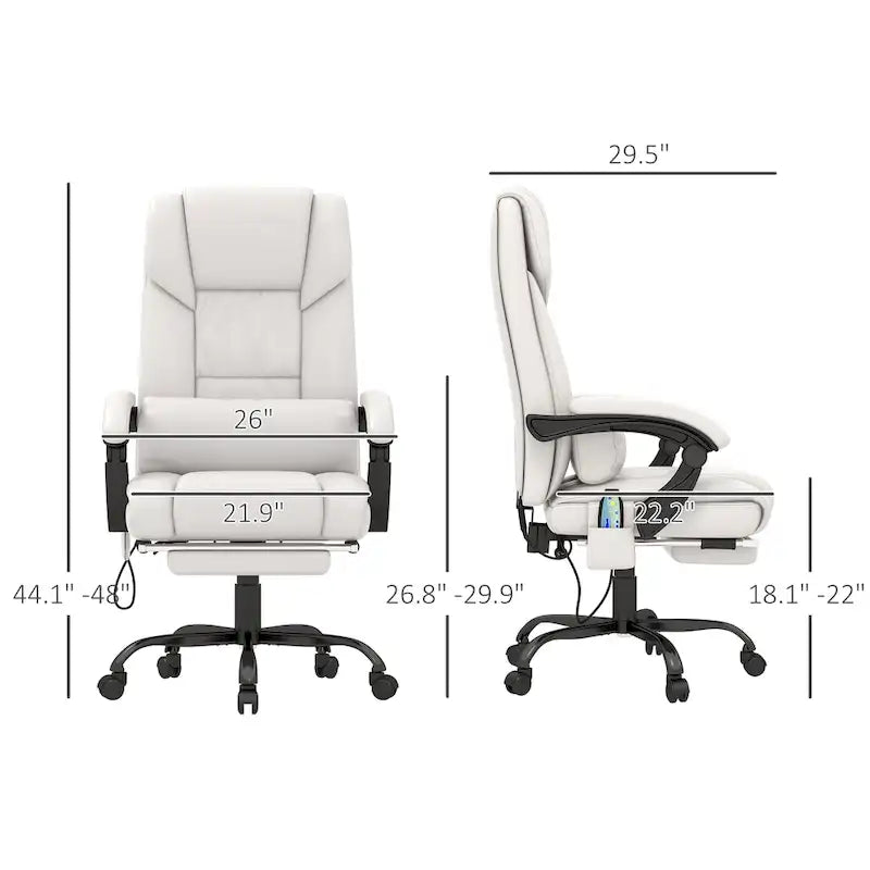 Fauteuil de bureau inclinable, support lombaire mobile réglable en hauteur avec massage vibrant à 6 points
