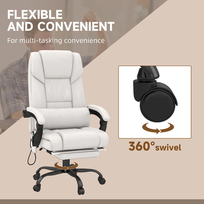 Fauteuil de bureau inclinable, support lombaire mobile réglable en hauteur avec massage vibrant à 6 points