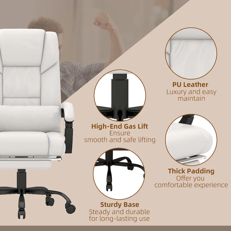 Fauteuil de bureau inclinable, support lombaire mobile réglable en hauteur avec massage vibrant à 6 points