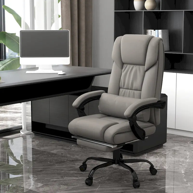 Fauteuil de bureau inclinable, support lombaire mobile réglable en hauteur avec massage vibrant à 6 points