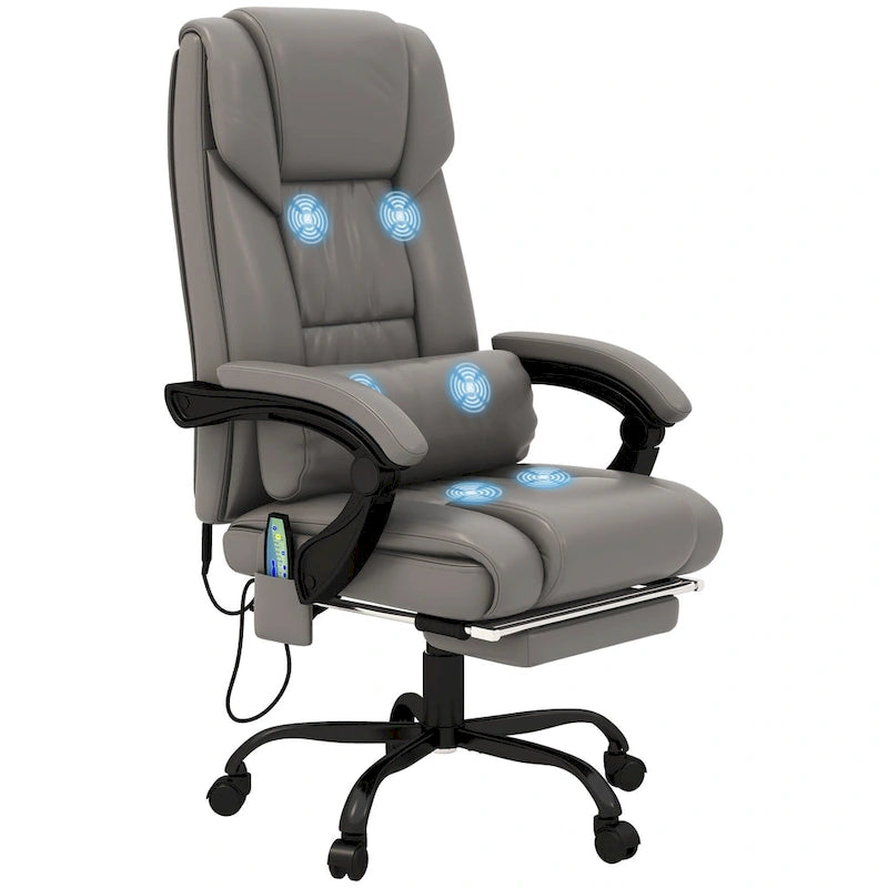 Fauteuil de bureau inclinable, support lombaire mobile réglable en hauteur avec massage vibrant à 6 points
