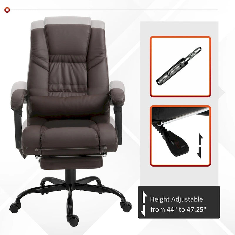 Fauteuil de bureau inclinable, support lombaire mobile réglable en hauteur avec massage vibrant à 6 points