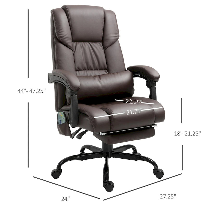 Fauteuil de bureau inclinable, support lombaire mobile réglable en hauteur avec massage vibrant à 6 points