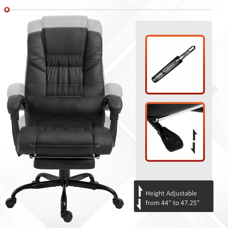Fauteuil de bureau inclinable, support lombaire mobile réglable en hauteur avec massage vibrant à 6 points