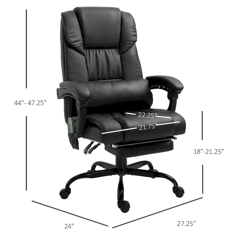 Fauteuil de bureau inclinable, support lombaire mobile réglable en hauteur avec massage vibrant à 6 points
