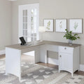 Bureau en L de 60 W avec tiroirs et espaces de rangement