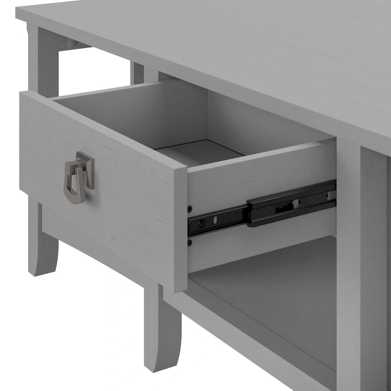 Bureau en L de 60 W avec tiroirs et espaces de rangement