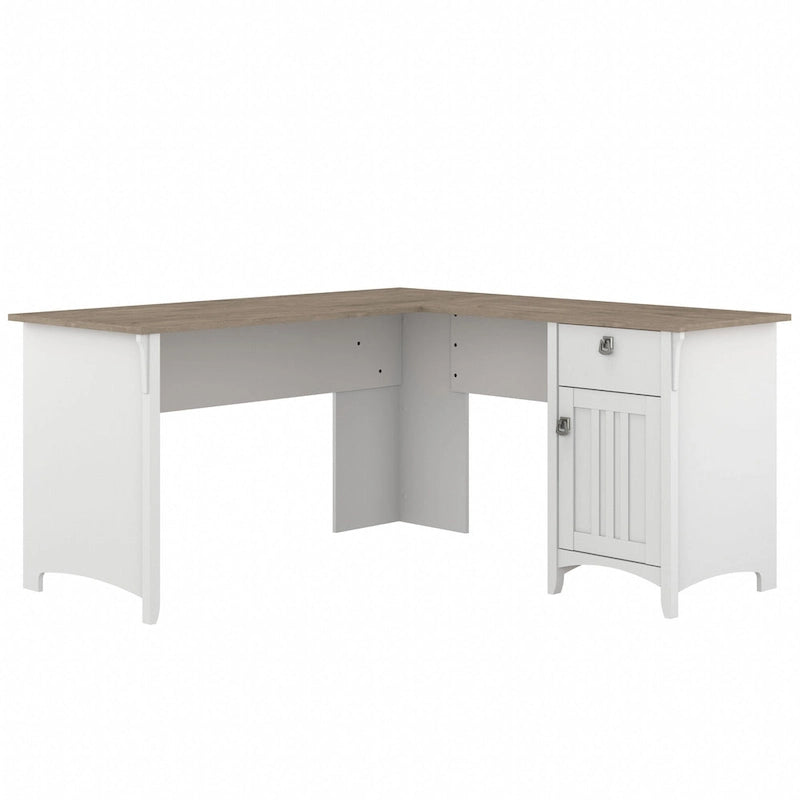 Bureau en L de 60 W avec tiroirs et espaces de rangement