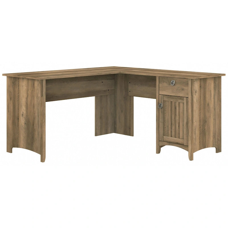 Bureau en L de 60 W avec tiroirs et espaces de rangement