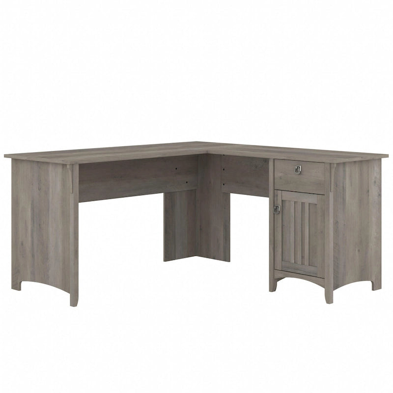Bureau en L de 60 W avec tiroirs et espaces de rangement