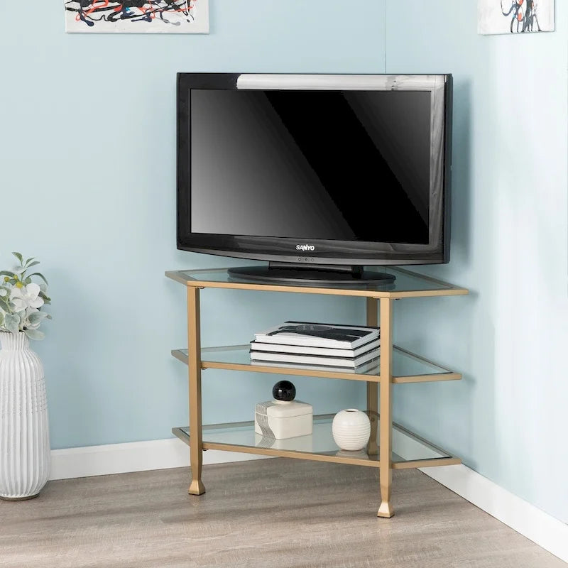 Meuble TV d'angle métallique pour téléviseurs jusqu'à 33,25 pouces