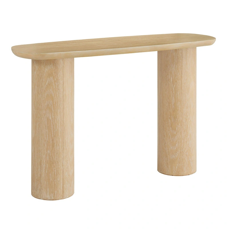 Console en Chêne Contemporain avec Piétement Colonne Robuste