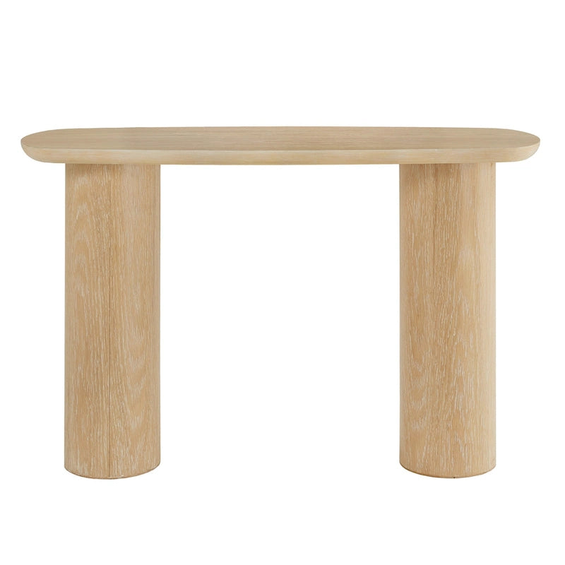 Console en Chêne Contemporain avec Piétement Colonne Robuste