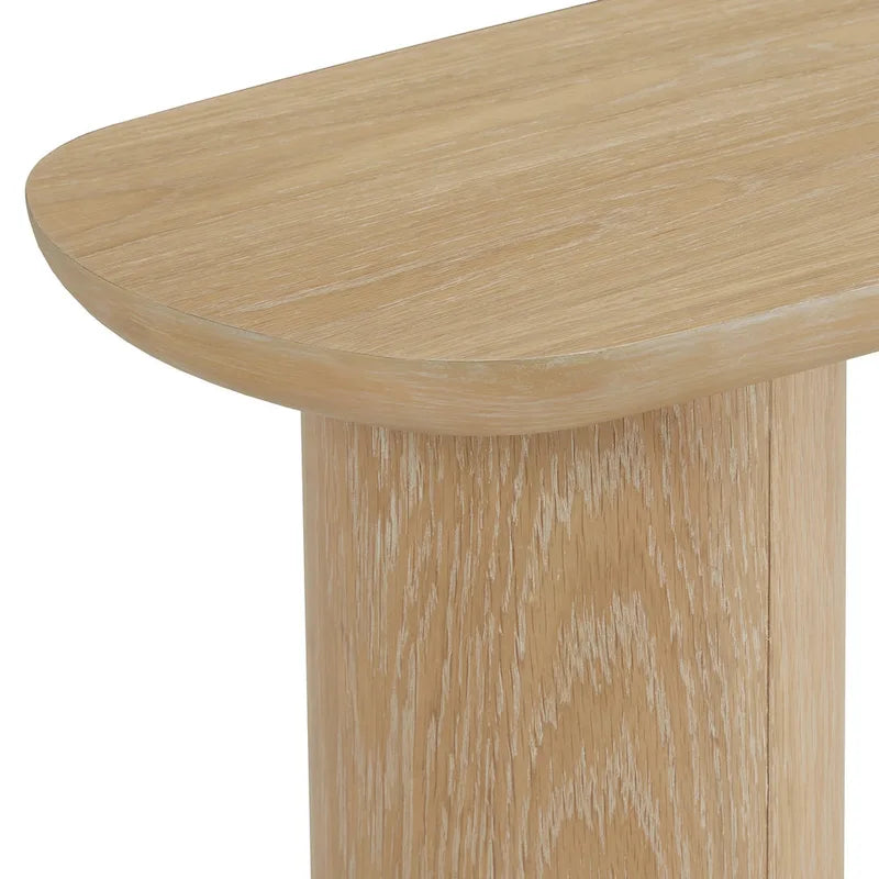 Console en Chêne Contemporain avec Piétement Colonne Robuste