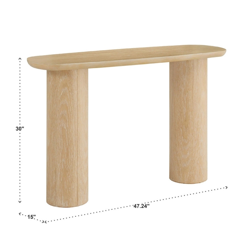 Console en Chêne Contemporain avec Piétement Colonne Robuste
