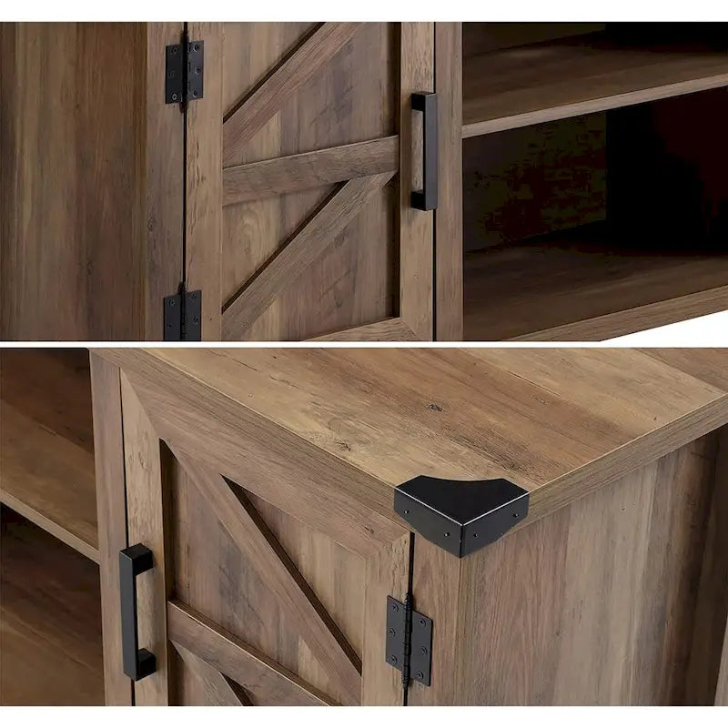 Meuble TV de style rustique avec portes coulissantes pour téléviseurs jusqu'à 70 pouces