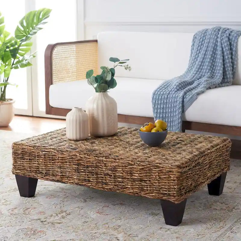 Banc en osier naturel blanchi - 41 L x 28 P x 12 H - 41Lx28Px12H