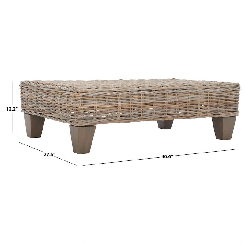Banc en osier naturel blanchi - 41 L x 28 P x 12 H - 41Lx28Px12H