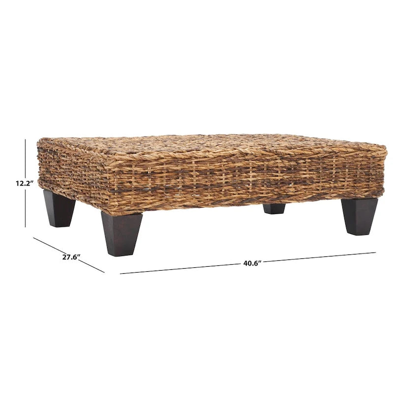 Banc en osier naturel blanchi - 41 L x 28 P x 12 H - 41Lx28Px12H