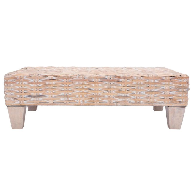 Banc en osier naturel blanchi - 41 L x 28 P x 12 H - 41Lx28Px12H