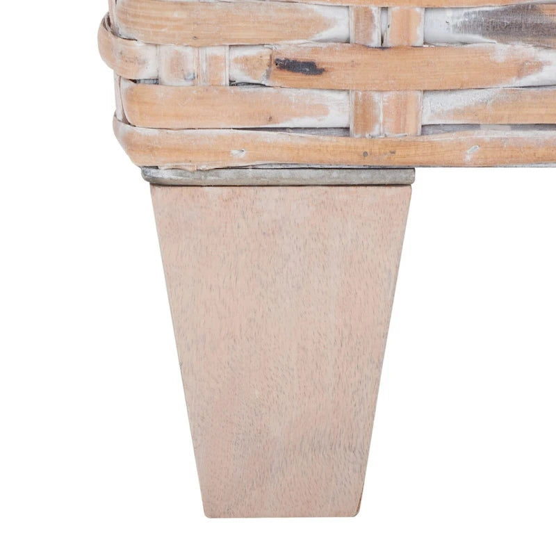 Banc en osier naturel blanchi - 41 L x 28 P x 12 H - 41Lx28Px12H