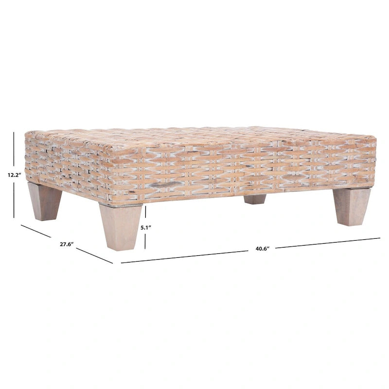 Banc en osier naturel blanchi - 41 L x 28 P x 12 H - 41Lx28Px12H