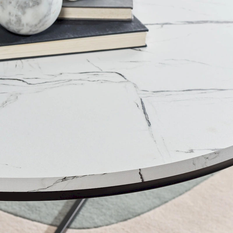 Table basse en marbre - 35 L x 35 P x 19 H - 35Lx35Px19H